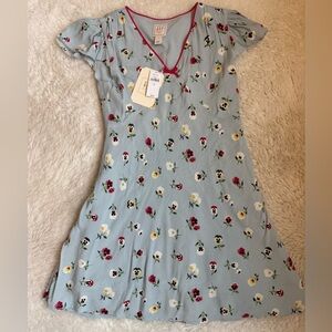 NWT Kids Gap x Dôen Floral V-Neck Dress with Red Trim